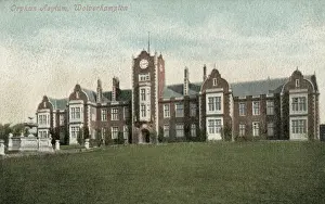Prints of A view of the Wolverhampton Orphan Asylum in the West Midlands. Designed by Joseph Manning, the orphanage opened in 1854 on Penn Road at Goldthorn Hill. The building is now known as the Royal School Historic Landmark Prints: Wolverhampton Orphan Asylum Print, 1854