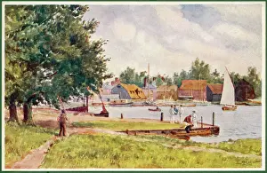 Prints of Oulton Broad, near Lowestoft, Suffolk Norfolk Prints: Oulton Broad Print, Suffolk Coast Scene