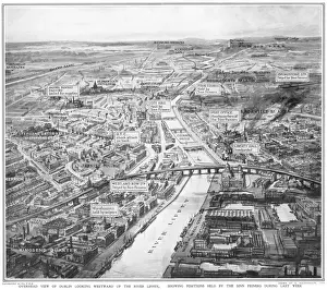 Dublin Easter Rising Print: Overhead View