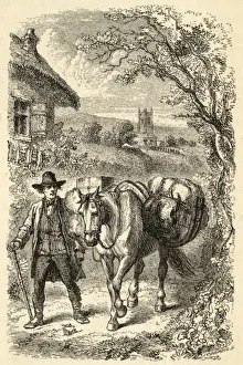 Country Road Scene Prints: Pack Horse, Devonshire