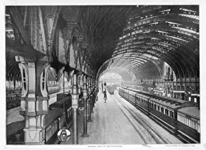 Paddington Station Interior Print: General View of Platforms