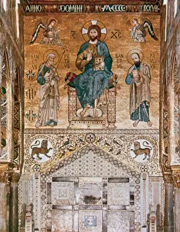 Byzantine Mosaics at the Palatine Chapel Print, 12th century