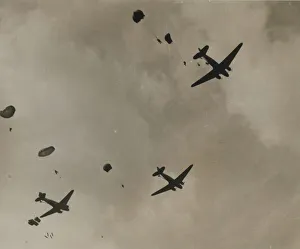 Paratroops landing on the outskirts of Arnhem Paratroops landing on the outskirts of Arnhem