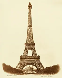 Prints of Looking through the legs of the Tower to the distant Trocadero on the far side of the Seine River Seine Prints: Paris Print: Eiffel Tower and Seine River