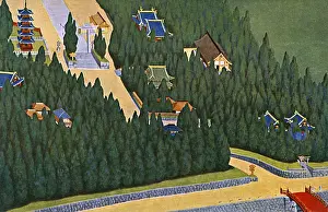 Partial View of a Japanese Imperial Palatial Complex Print circa 1900