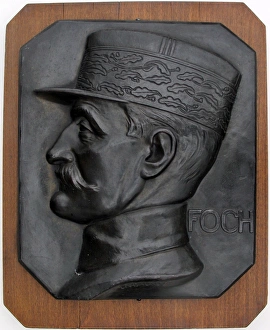 Patinated metal relief of Field Marshal Ferdinand Foche Patinated metal relief of Field Marshal Ferdinand Foche