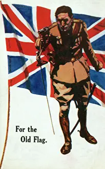 WWI Officer Before the Union Flag Print circa 1916