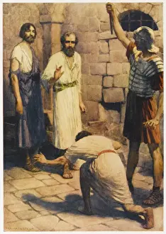 Prints of Paul and Silas in prison at Philippi are saved by a providential earthquake Paul And Prints: Print of Paul and Silas in Prison