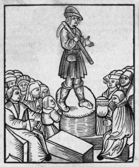 16th Century European Art Prints: Peasant Preaching