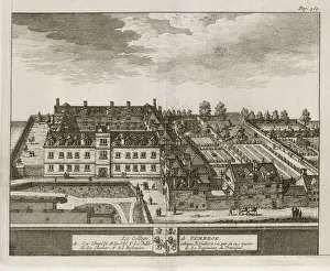 Universities And College Prints: Pembroke College Print 1675 Bird's Eye View