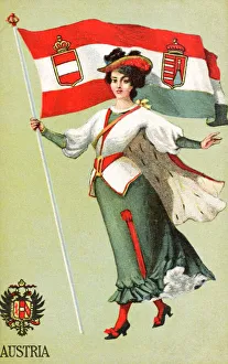 Personification of the Austro-Hungarian Empire with Flag Personification of the Austro-Hungarian Empire with Flag