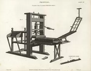 Abrahamrees Collection: Perspective view of a common printing press, 18th century