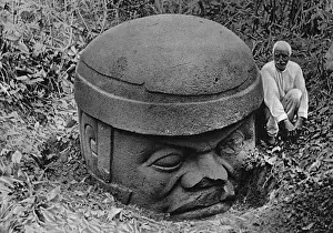 Prints of Massive Olmec head discovered at Lake Titicaca on the Peru- Bolivia boundary Olmec Civilization Prints: Massive Olmec Head Print: Peru's Ancient Discovery
