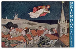 Children Prints: Peter Pan and Wendy Print - A Colourful Stage Show Scene