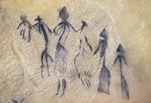 Mesolithic Phalic Dance Print: El Cogul Cave Art, Barcelona