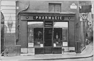 Prints of Exterior of a pharmacy in Paris, France Related Prints: Print of Pharmacy, Paris Exterior