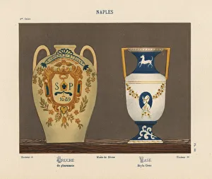 Pharmacy pitcher and vase from Naples, Italy Pharmacy pitcher and vase from Naples, Italy