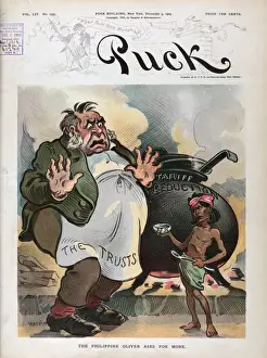 Puck Magazine Illustrations Online Prints: The Philippine Oliver asks for more