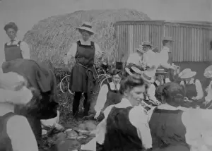 Physical Education History Prints: Picnic by haystack