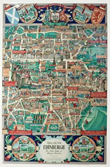 Prints of Pictorial map of Edinburgh Date: circa 1950s Scotland Prints: Pictorial Map of Edinburgh Print circa 1950s