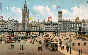 Prints of Pier Head, Liverpool Date: 1903 Merseyside Prints: Early 20th Century Print of Liverpool Pier Head, 1903