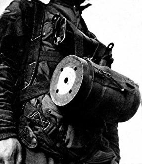 Pigeon Container on a British Paratrooper, Second World War Pigeon Container on a British Paratrooper, Second World War