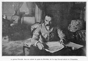 Prints of JOZEF PILSUDSKI Polish General and Statesman Date: 1867 - 1935 Generals And Leader Prints: Pilsudski at Desk Print, 1919