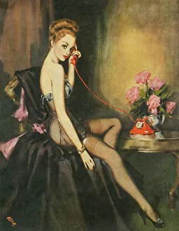 Pin-up calendar girl by David Wright, 1950 Pin-up calendar girl by David Wright, 1950