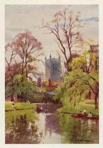 College Prints: Cambridge Print: St Johns College Tower Over the Backs
