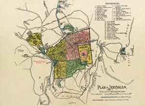 Print of The Plan of Jerusalem Town Map Layout