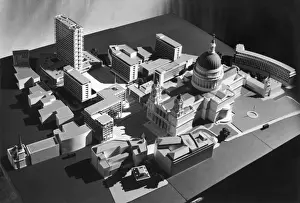 St Pauls Cathedral Architecture Prints: A plan for the redevelopment of Paternoster Square