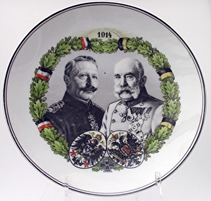 Plate, Kaiser Wilhelm II and Emperor Franz Josef, WW1 Plate, Kaiser Wilhelm II and Emperor Franz Josef, WW1