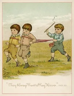 Outdoor Children's Activities Prints: Playing Horses