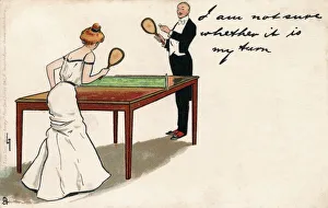 Playing Table Tennis - Edwardian - Etiquette Playing Table Tennis - Edwardian - Etiquette