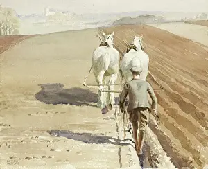 Ploughing a Field Hand Plough Print by Raymond Sheppard