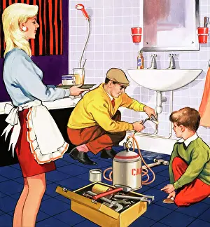 Plumber At Work Prints: The Plumber