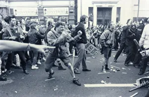 Poll Tax demonstrators in the roadway, Central London Poll Tax demonstrators in the roadway, Central London