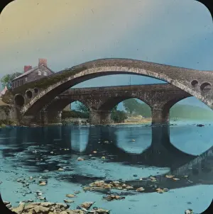 Pont-y-Pridd Colour Lantern Slide Print circa 1890s