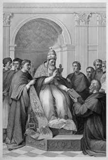 Print of Pope Gregorius IX Approving the Decretum