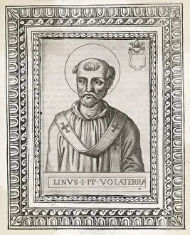 Pope Linus Print, engraving of the second pope following Peter