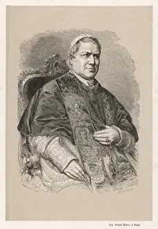 Prints of POPE PIUS IX (Conde Giovanni Maria Mastai-Ferreti). Declared papal infallibility in 1869 but quarrelled with the Italian government Politic Prints: Print of Pope Pius IX
