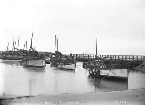 Prints of Portavogie Harbour - a view of the boats in the Harbour, some with fishermen on board. (Location: Northern Ireland; County Down; Portavogie). Date: circa early 1900s Down Prints: Portavogie Harbour Print - Early 1900s, Northern Ireland