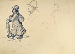 A portrait of Corporal Kitchen Pen & Ink sketch verso A portrait of Corporal Kitchen Pen & Ink sketch verso