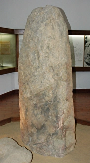 Portugal. Menhir of Piedra Longa. Neolithic Era. Archaeolog Portugal. Menhir of Piedra Longa. Neolithic Era. Archaeolog