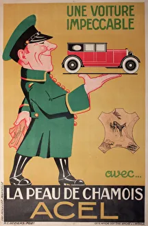Poster advertising Acel chamois leather for cleaning cars Poster advertising Acel chamois leather for cleaning cars