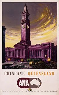 Poster advertising ANA flights to Brisbane, Queensland Poster advertising ANA flights to Brisbane, Queensland