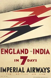 Prints of Poster for Imperial Airways advertising flights from England to India in 7 days Poster Prints: Imperial Airways to India 7-Day Flight Print