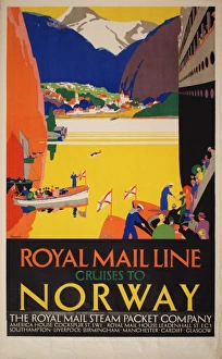 Poster advertising Royal Mail Line Cruises to Norway Poster advertising Royal Mail Line Cruises to Norway