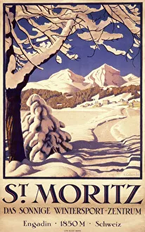 Poster advertising St Moritz for winter sports Poster advertising St Moritz for winter sports