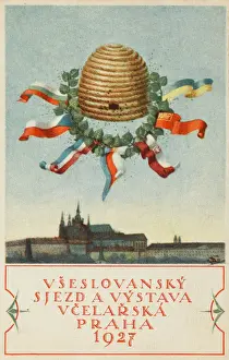 Prints of Promotional card for a Beekeepers Conference - Prague, Czechoslovakia Czech Republic Prints: Beekeepers Conference Print - Prague, Czechoslovakia 1928